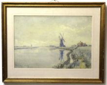 Stephen John Batchelder, signed watercolour, inscribed "Berney Arms on the Yare", 34 x 50cm