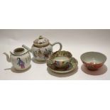 Group of 18th/19th century Chinese porcelain comprising a Cantonese cup and saucer decorated in