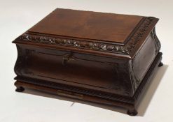 Mahogany work box of Naval interest, lid with moulded edge enclosing a fitted lift out interior