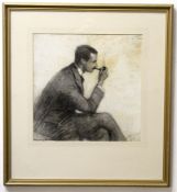 T E Taylor, signed top right, charcoal drawing, Portrait of Godfrey William Seys (later Captain of