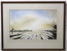 Jonathan Yule, signed and dated 85, watercolour, Norfolk landscape, 32 x 52cm