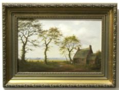 Jack Pulfer, signed oil on board, East Anglian landscape, 18 x 28cm