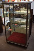 Formerly gilded metal framed display cabinet fitted with glass top, front, sides and back and