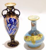 Early 20th century Carlton ware lustre vase decorated with butterflies, together with a late 19th