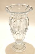 Large cut and moulded glass vase on shaped foot engraved on foot Shannon Ireland, 40cm high