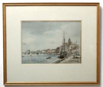 Arthur Edward Davies, RBA, RCA, signed pencil and watercolour, "Quayside, Great Yarmouth", 28 x
