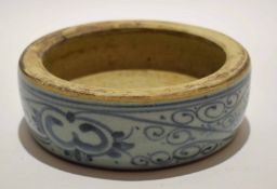 Chinese porcelain base, the border decorated with a blue and white design, 13cm diam