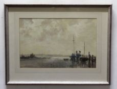 •AR Roy Perry, RI, (1935-1993), signed oil, "On the mud, Apuldram", 25 x 39cm