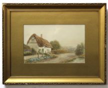 Bertram Maurice, signed watercolour, Country scene with cottage, 18 x 30cm, together with T