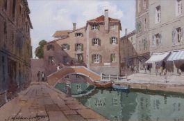 •AR James Fletcher-Watson, RI, RBA (1913-2004), "Small canal, Venice", watercolour, signed lower