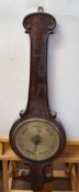 19th century rosewood wheel barometer with scroll pediment (vernier missing, glass missing, other