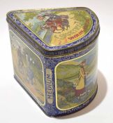 Early 20th century tobacco tin produced by John Player & Sons with views of cyclists and fishing