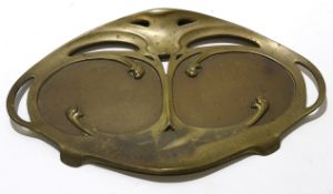 German brass Art Nouveau photo frame, the base impressed Geschutz, with indistinct maker's mark