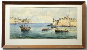 Joseph Galea, signed group of three watercolours, Maltese views, together with a further signed