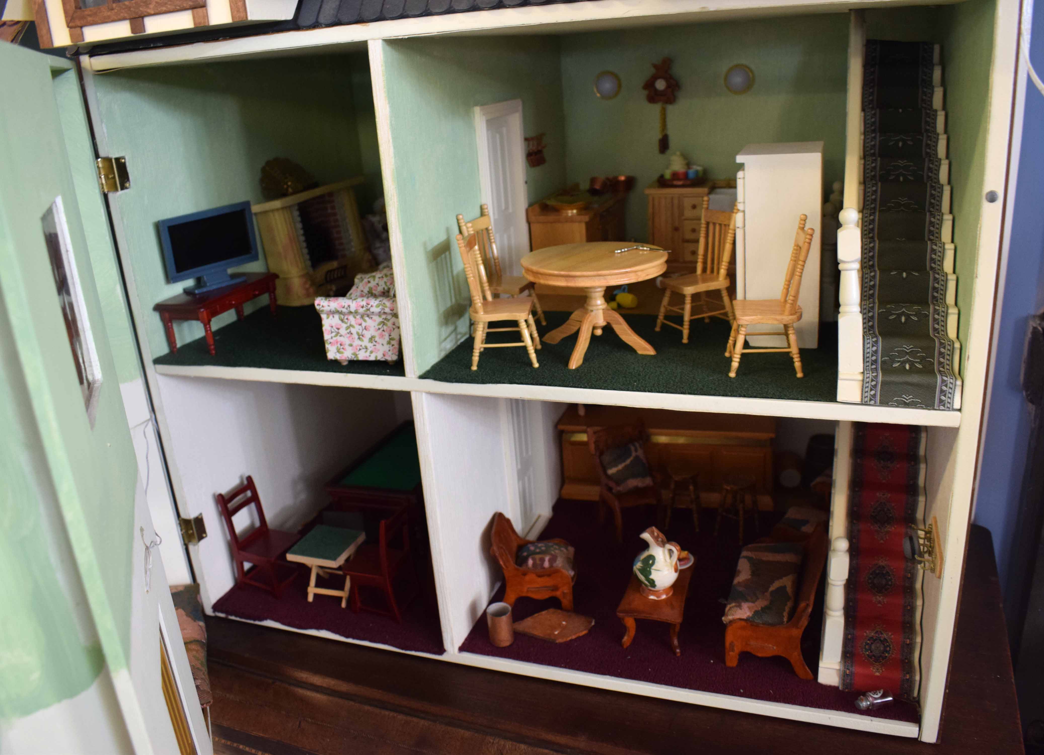Modern kit dolls house "Ye Old Jug", opening front enclosing four rooms with two staircases, - Image 3 of 3