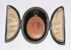 Unsigned portrait miniature, Head and shoulders portrait of a lady, 5 x 4cm