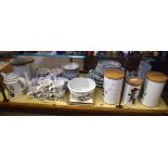 Extensive quantity of Portmeirion Botanic Garden wares, comprising jars and wooden covers and dinner