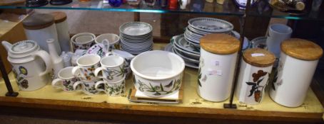 Extensive quantity of Portmeirion Botanic Garden wares, comprising jars and wooden covers and dinner