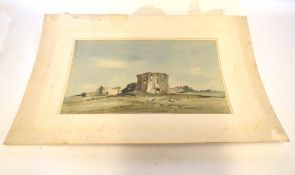 Arthur Edward Davies, RBA, RCA, signed pen, ink and watercolour, "Bromholm Priory, Norfolk", 30 x