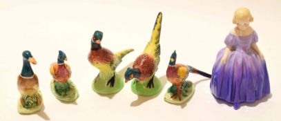 Group of Beswick wares including a cruet set modelled as pheasants on green bases together with a