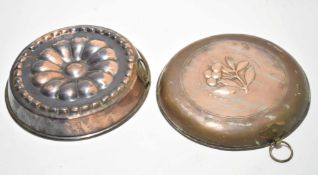 Two late 19th century copper jelly or blancmange moulds (2)