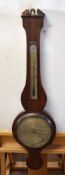 19th century mahogany wheel barometer, P Caminada of Taunton (possibly retailer), silvered vernier