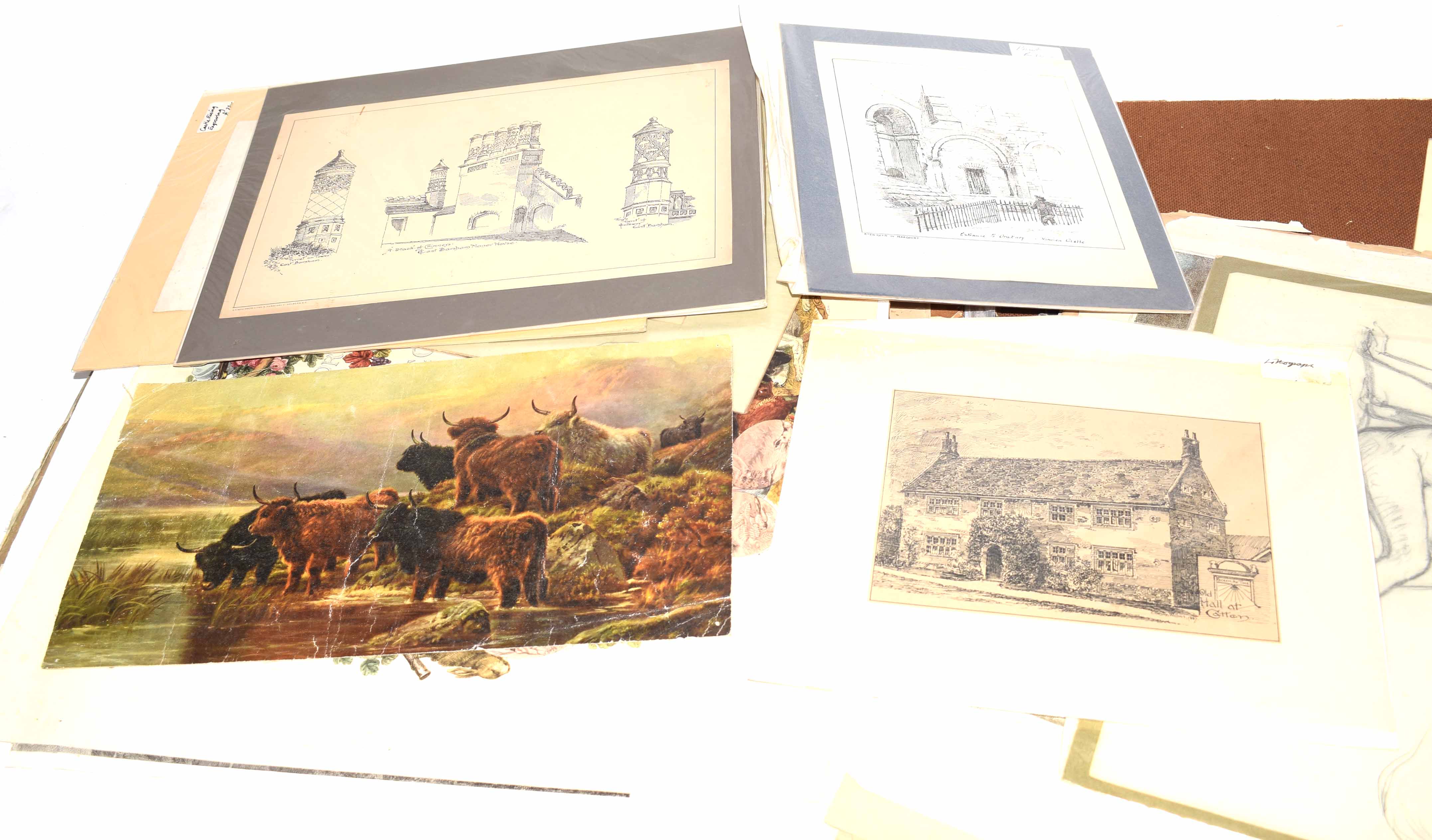Large folder of assorted prints, drawing, watercolours etc - Image 4 of 5