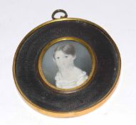 Early 19th century English School portrait miniature, Head and shoulders portrait of a young girl, 5