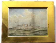 T Robinson, signed watercolour, Ship portrait, 25 x 35cm