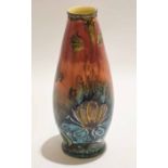 Late 19th century Minton secessionst vase with a streaked floral design of tulips in green and