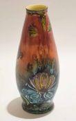 Late 19th century Minton secessionst vase with a streaked floral design of tulips in green and