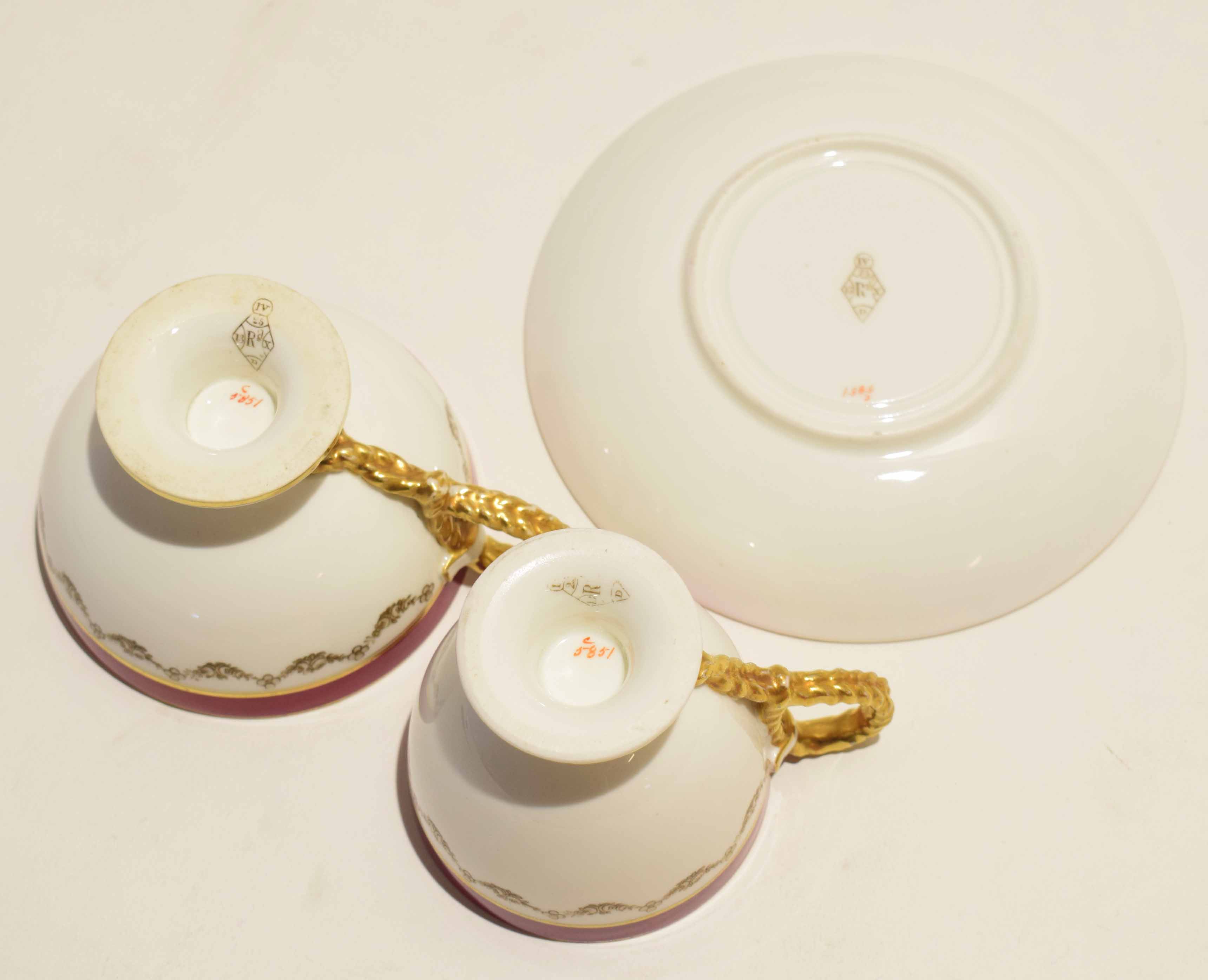 Mid-19th century porcelain trio by Brown Westhead & Moore with diamond registration marks to base - Image 2 of 2