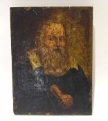 Unsigned 19th century oil, Portrait of a bearded man, 19 x 14cm, unframed