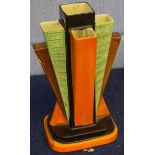 Myott & Sons Art Deco bud flower holder of geometric angular form in the style of Clarice Cliff,