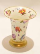 Mid-19th century Derby spill vase finely painted with flowers and insects, Derby mark to base,