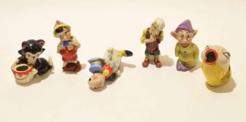 Collection of Walt Disney characters made by Maw of London as toothbrush holders, (one a/f) (6)