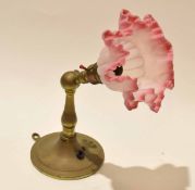 Early 20th century wall lamp with adjustable fittings and pink glass shade