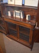19th century mahogany chiffonier, galleried back with open shelf over plain top and two glazed doors