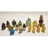 Group of sixteen Chinese snuff bottles with various designs, (16)
