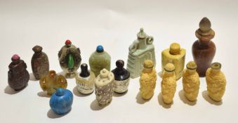 Group of sixteen Chinese snuff bottles with various designs, (16)