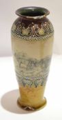 Royal Doulton Art Nouveau cylindrical vase, with an incised panel of deer by Hannah Barlow (a/f),