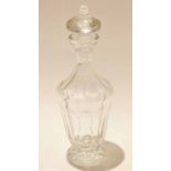 Moulded glass decanter with mushroom shaped stopper, 30cm high