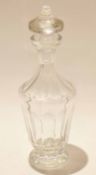 Moulded glass decanter with mushroom shaped stopper, 30cm high