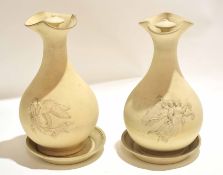 Late 19th century pair of stoneware ewers and covers with impressed marks for A Borgen & Co, London,