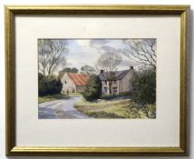 John Rowbothom, signed watercolour, Country scene, 74 x 34cm, together with a further watercolour by