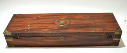 Late 19th/early 20th century military gun case with brass metal mounts, the cover with a