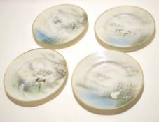 Group of late 19th century Japanese porcelain plates, all decorated with designs of birds in