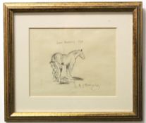 Attributed to Sir Alfred J Munnings, bears signature, "Robert shoeing 1932", 13 x 17cm