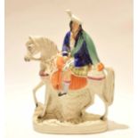 Large Staffordshire figure of a Scotsman, on horseback, 35cm high