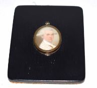 Late 18th century English School portrait miniature, Head and shoulders portrait of a gent wearing